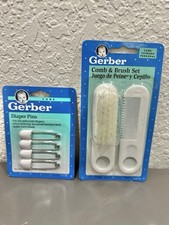 Vintage GERBER Comb Brush Set 1997 Diaper Pins 1991 New NOS