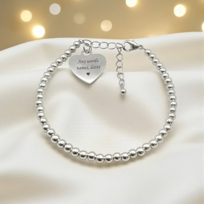 Personalisiertes Armband, zarte 3 mm Perlen, Roségold, Gold oder Silber, Geschenkbox