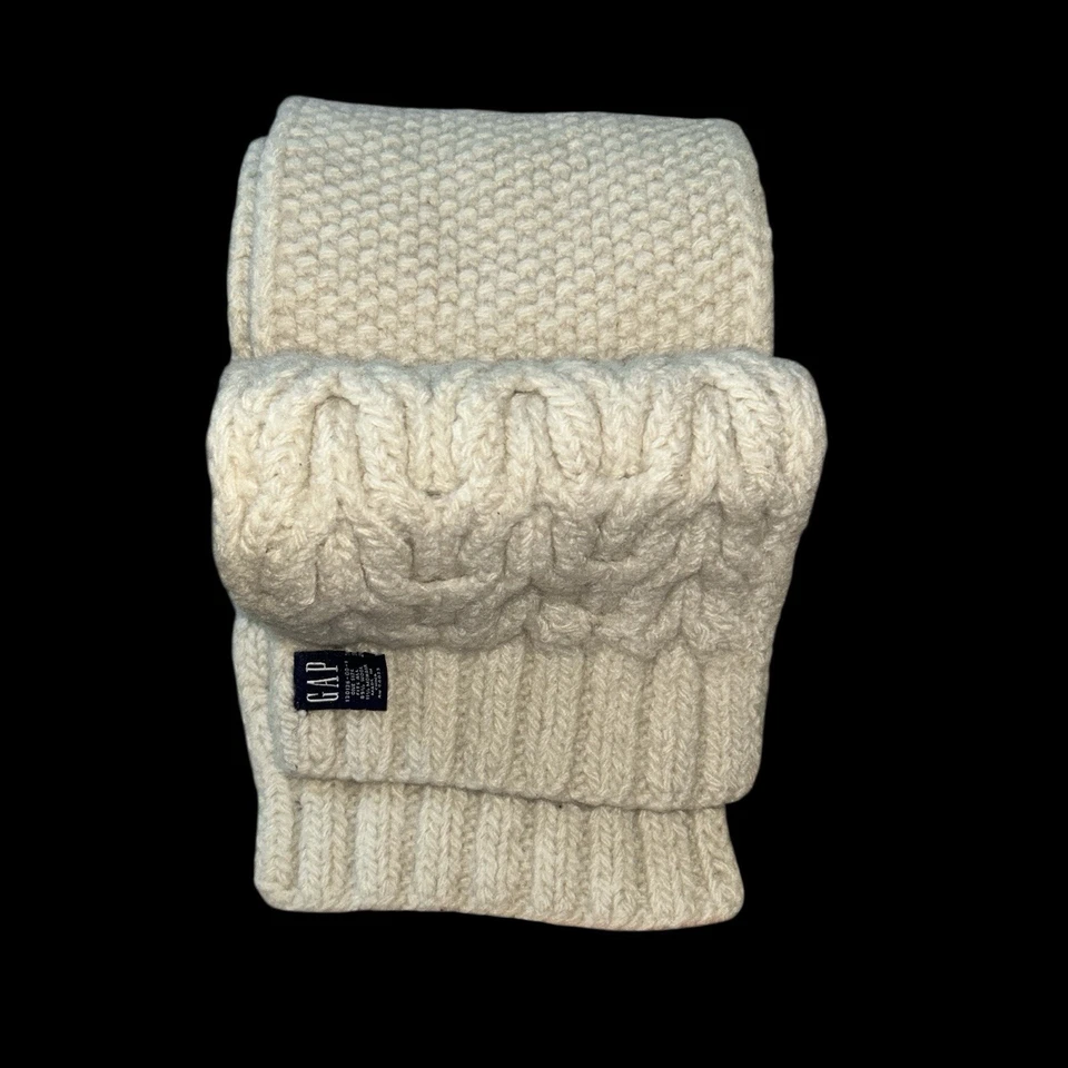Bufanda tejida con cable marfil lana y mohair Gap 2001 vintage OSFA OG Preppy Foto 2 de 4