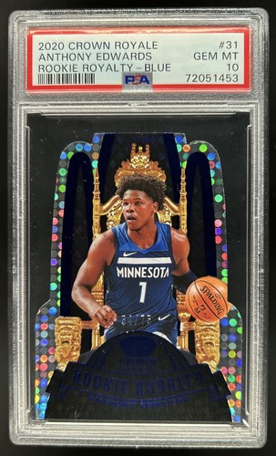 2020-21 Panini Crown Royale Anthony Edwards Rookie Royalty Blue RC #/75 PSA 10