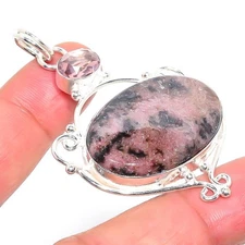 Rhodonite Gemstone Handmade 925 Sterling Silver Jewelry Pendant  RM-158