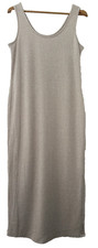 F&F.  SUPER SOFT RIB KNIT OATMEAL MIDI/MAXI DRESS SPLIT AT SIDE.  SIZE 12/14