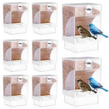 8 Pcs No Mess Bird Feeder Parrot Automatic Feeder Bird Seed Container Water D...