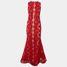 Alice Olivia Red Floral Lace Sleeveless Gown M