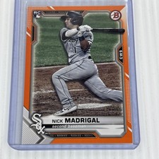 2021 Bowman Orange Border #24/25 Nick Madrigal #77 Chicago White Sox