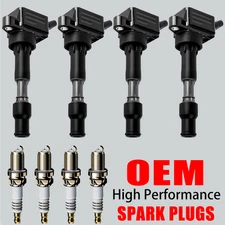 4X OEM Ignition Coil & 4X Iridium Spark Plug For Hyundai Elantra Sonata Kia 2.0L