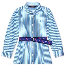 Brand New- Ralph Lauren Long Sleeve Striped Fit Flare Shirt Dress Girls Size 5