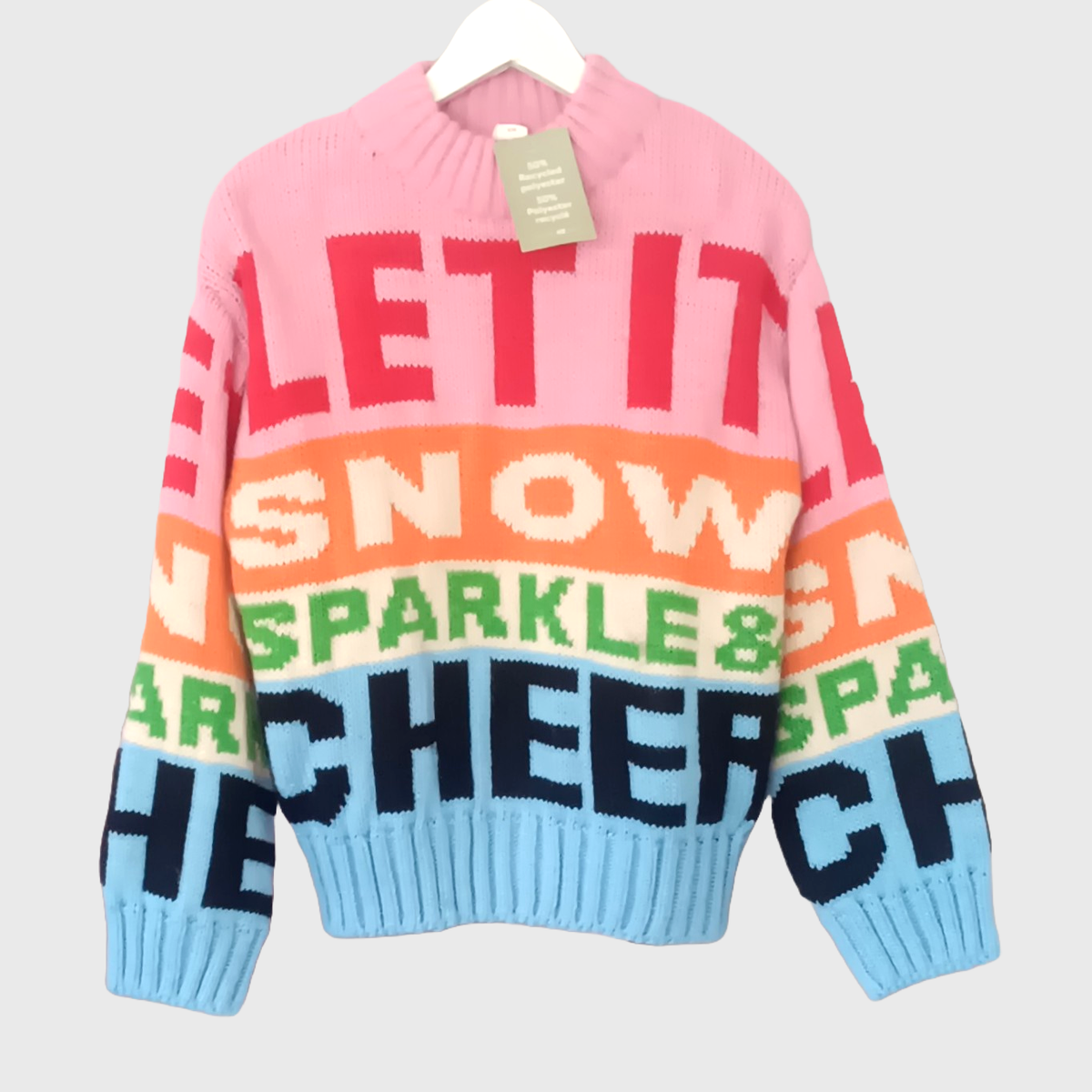 NWT H&M Colorful Let It Snow Sparkle & Cheer Jacquard Knit Sweater