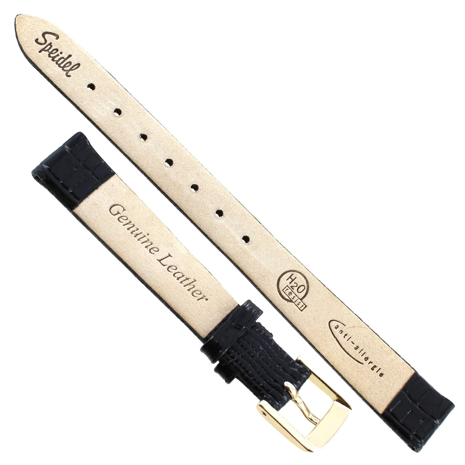 Speidel Black Gator Lizard Grain Genuine Leather Ladies Watch Band Regular BOGO - Image 3 of 3