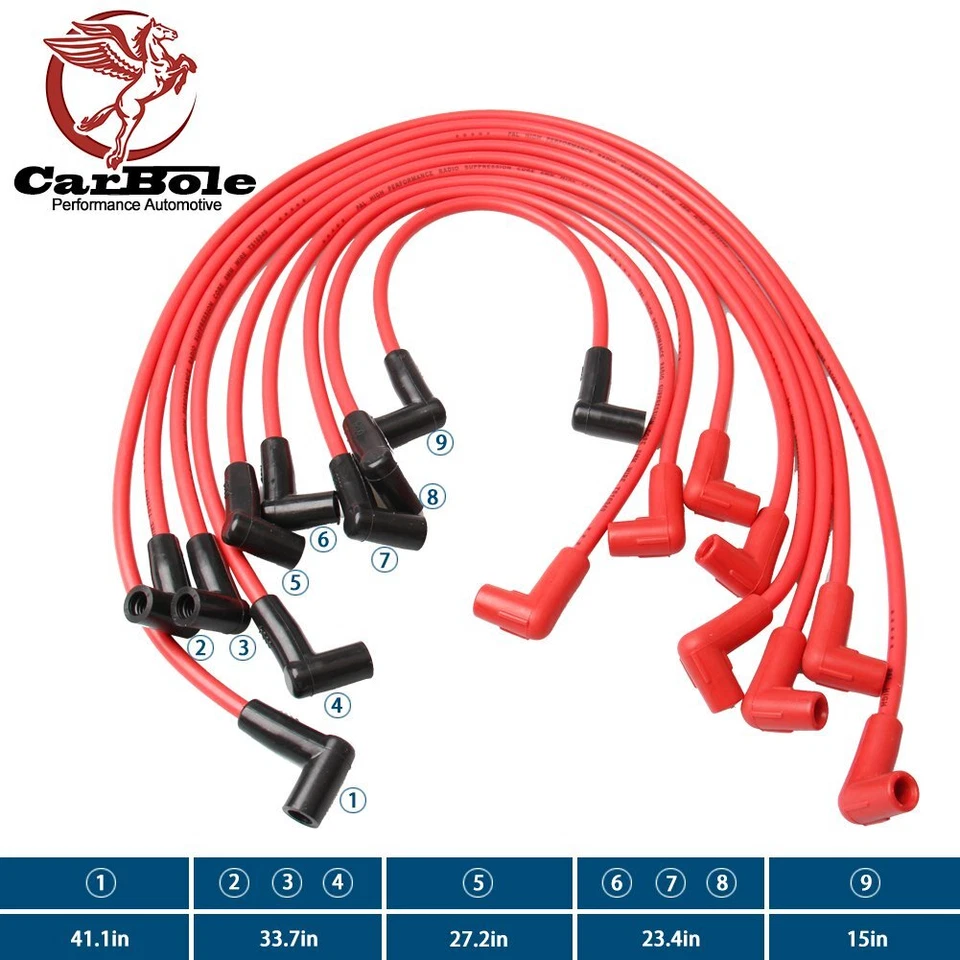 Conjunto de cables de bujía y montaje de distribuidor HEI de 8 mm para Chevrolet GMC SBC BBC V8 Foto 4 de 4