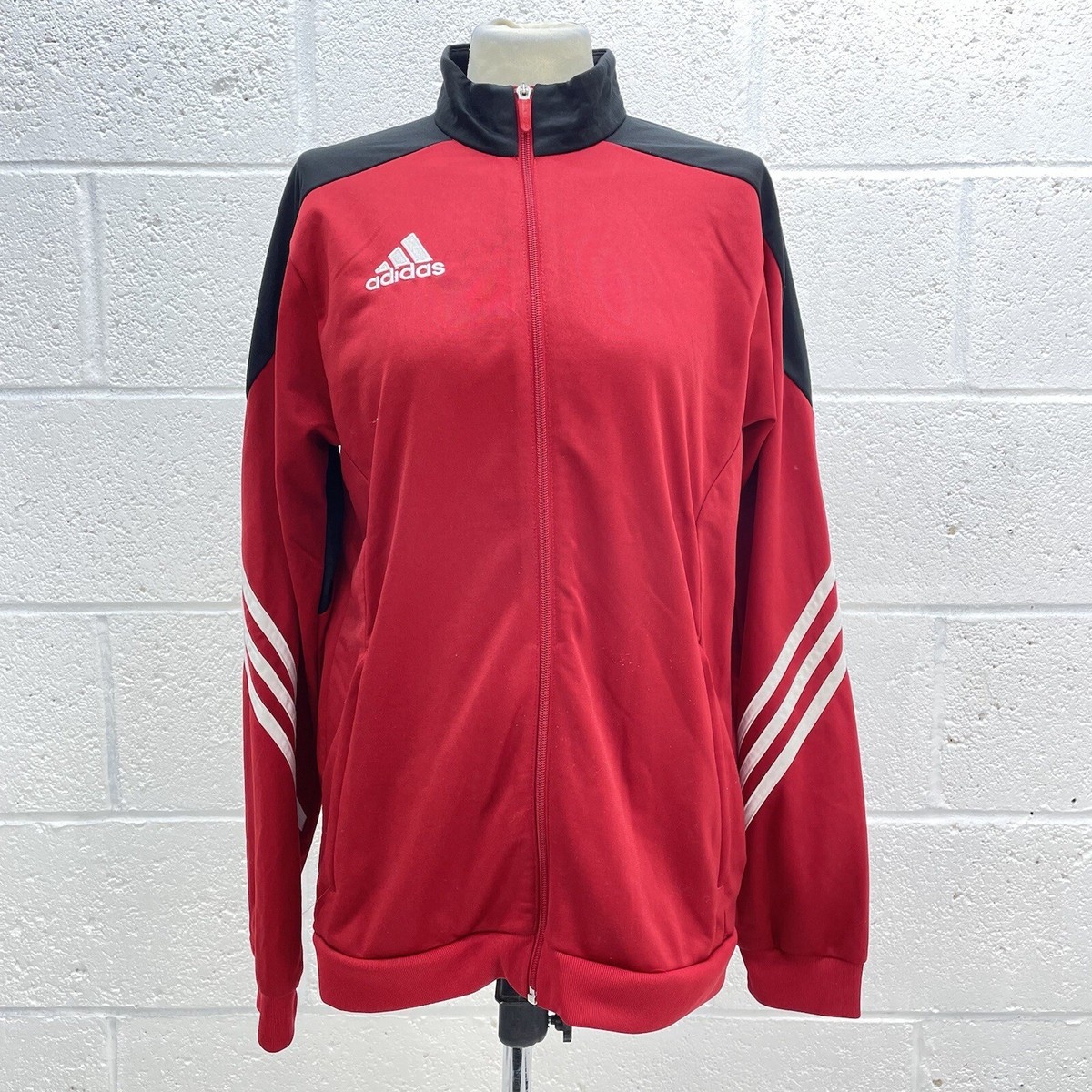ADIDAS RED BLACK WINDBREAKER JACKET Y2K TRACKSUIT ZIP UP