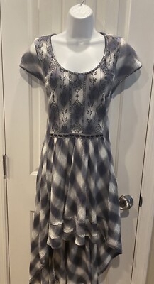 Free People India Gauze Marina Cream Blue Hi-Low Embroidered Dress Small |  eBay