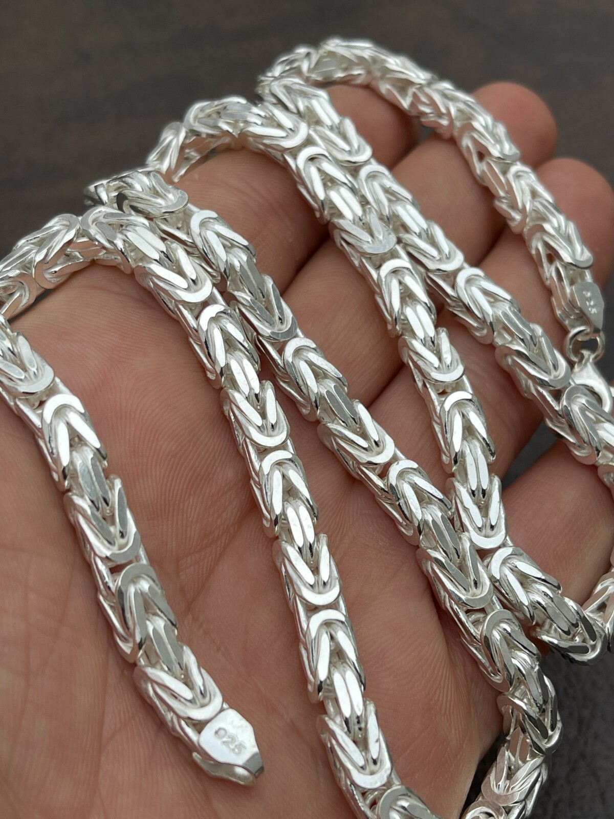 Men's Byzantine Rope Chain Real Solid 925 Sterling Silver Necklace 6mm ...