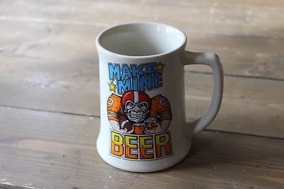 Vintage Beer Steins Wallace Berrie 1982 Football Make Mine Beer Mug Glass