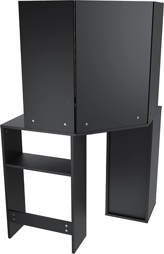 Black Dressing Table Makeup Desk with Mirror 5 Drawers Stool Bedroom Vanity Set