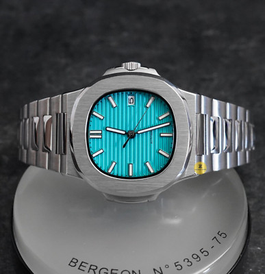 Custom Made 40mm Light Sky Blue Dial NAUT Style Watch w/ NH35 Movement