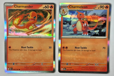 2023 Pokemon Obsidian Flames CHARMANDER CHARMELEON Holo #026 #027