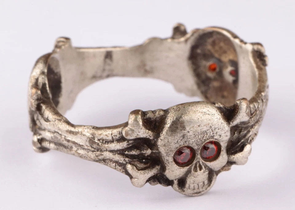 Triple Anillo Primera Guerra Mundial Calavera Huesos Segunda Guerra Mundial Gótico Primera Guerra Mundial Esqueleto Segunda Guerra Mundial Motociclista Gótico Death Punk Foto 4 de 4