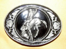 1991 Siskiyou Buckle Co. Black Enamel  Bronco Rider Unused