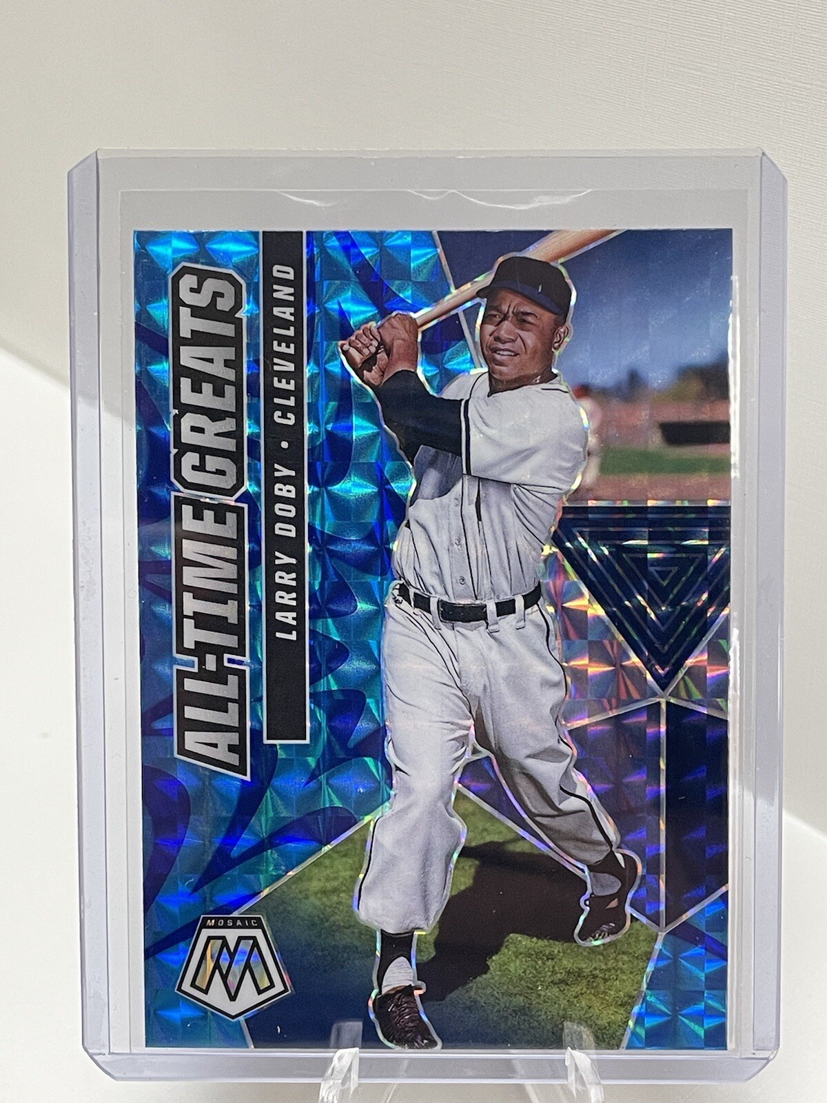 2021 Panini Mosaic Larry Doby All-Time Greats #ATG10 Blue Reactive Mosaic