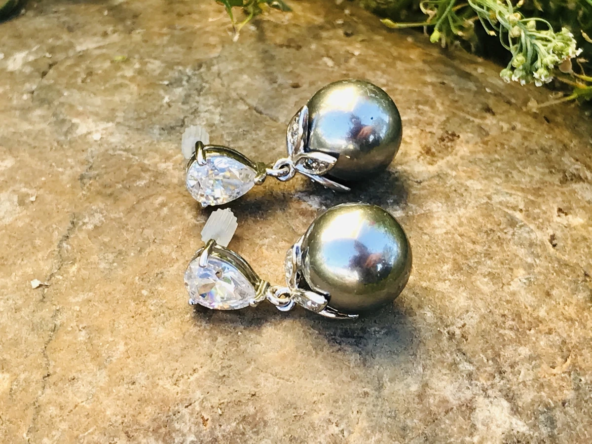 Faux black pearl best sale earrings