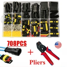 708Pcs Car Automotive Waterproof Electrical Wire Connector Plug 1-6 Pin Kit Set