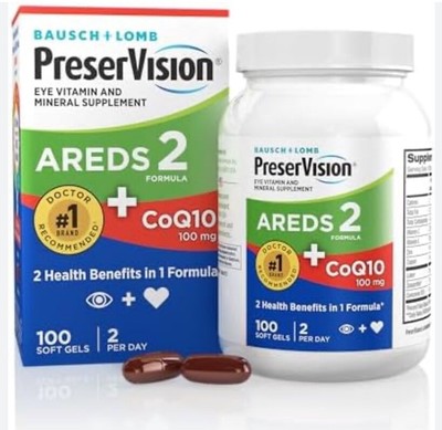 PreserVision AREDS 2 CoQ10 80 Softgels, Eye Vitamin, Mineral Supplement  03/25+