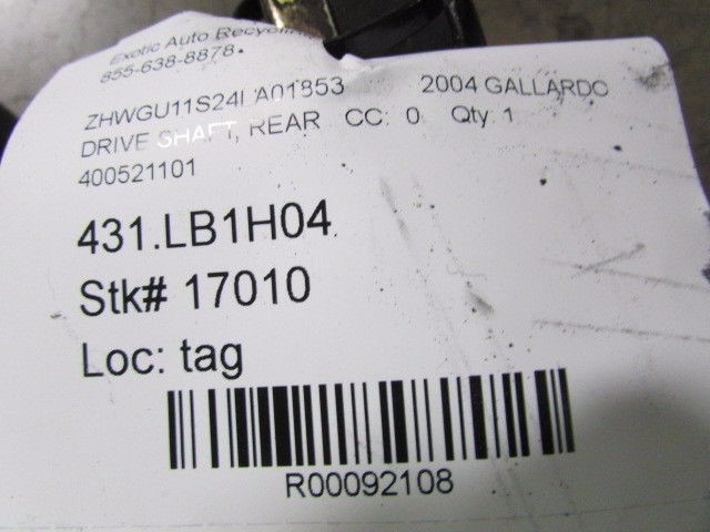 Lamborghini Gallardo, Transmission Drive Shaft, Used, P/N 400521101
