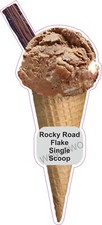 Eiswagen Aufkleber Rocky Road Flake Single Scoop Kegel Waffel Anh&auml;nger Decals