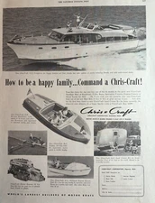 1953 Chris Craft Corporation Algonac Mich Motor Boats Trailers Vintage Print Ad