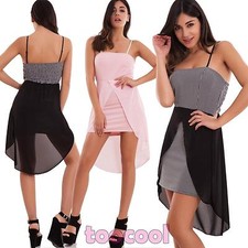 Women's Mini Dress Short Checkered Sheath Veiled Sexy New CR-2537