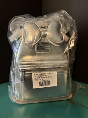 Loungefly Disney Parks 100 Years of Wonder Silver Minnie Mouse Mini Backpack NWT Disney 100 Years Of Wonder Minnie Mouse Ears Loungefly  main image 2