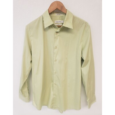 Calvin Klein Men's M Modern Fit Key Lime Green Long Sleeve Button Down Shirt
