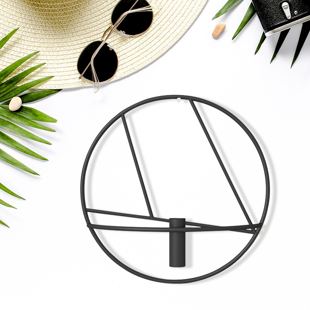 3D Circle Modern Candle Holder Metal Wall Hanging Decor Candlestick (No