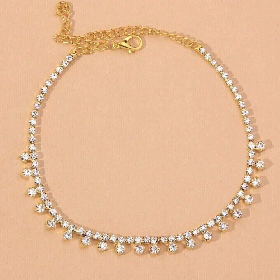 8CT Round Cut Diamond Lab-Created Women 9.5" Chain Anklet 14K Yellow Gold Plated - Image 2 of 4