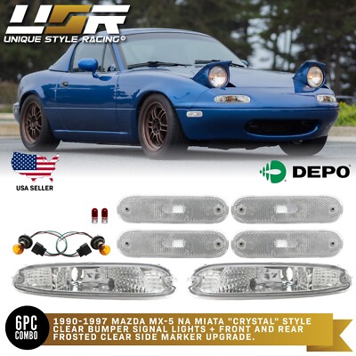 Fit For 1990-1997 MX-5 Miata Smoke Front Bumper Signal Corner Lights Left+Right - Foto 4