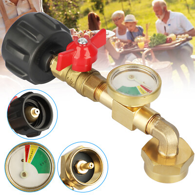 Propane Refill Adapter w/ON-Off Valve and Gauge Fill 1Lb Bottle From 5-40Lb Tank