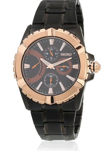 Seiko-Lord-Men-039-s-Retrograde-Black-Dial-Rose-Gold-Watch-Made-In-Japan-SRL024J1