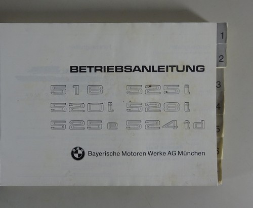 Instrucciones Servicio / Manual BMW 5er E28 518 520i 525e / I 524td 528i Von 03/ - Imagen 2 de 4