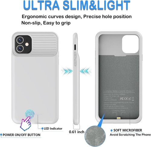 Battery Case for iPhone 11 XR Powerful 6000mAh Ultra Slim Smart Battery - Picture 4 of 7