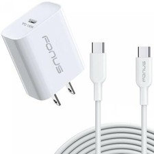 18W PD HOME CHARGER FAST TYPE-C 10FT LONG CABLE POWER CORD for PHONES  TABLETS