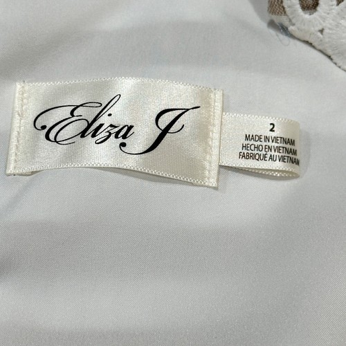 Eliza J Linen Blend Dress Size 2 Tan White Sleeveless Striped Coastal Nautical - Picture 8 of 10