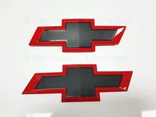 Red Black Front Rear Bowtie Emblems 2014-2015 Silverado Sierra 1500 2500HD 350