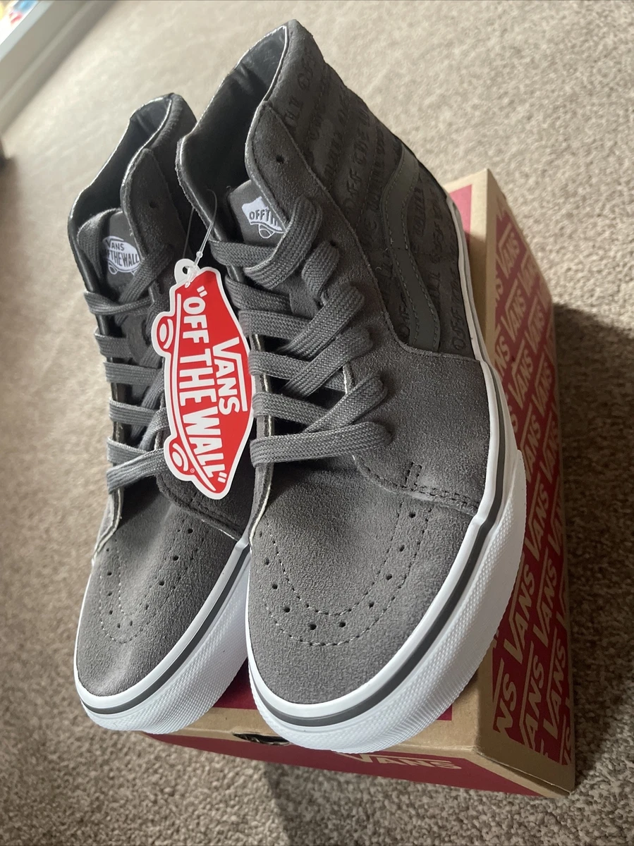 Vans Sk 8 Hi Tops Skate Shoes Charcoal white Sneakers Size 4 Junior
