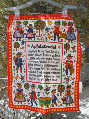 Kolf 100% Cotton Austrian Folk Art Tea Towel Apfelstrudel Apple Strudel LG 18x22 - Picture 2 of 10