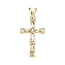 14K Yellow Gold Diamond Cross Pendant with 18" Chain