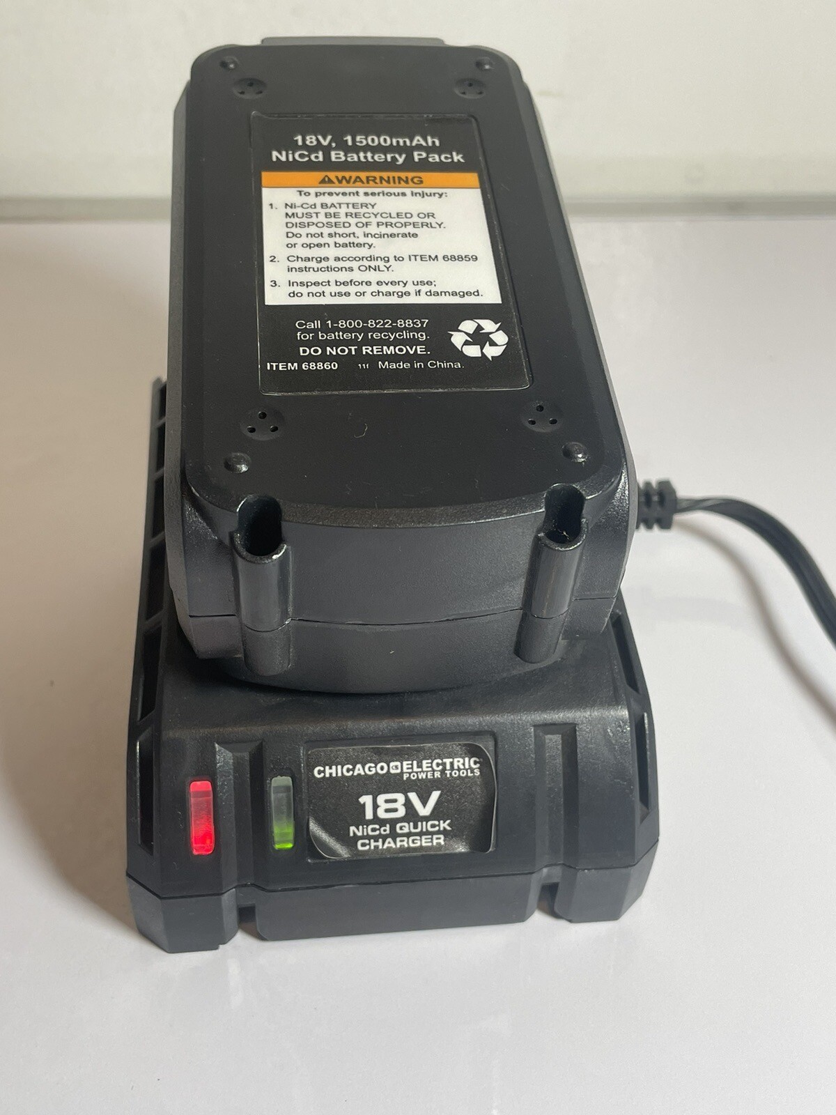 OEM Chicago Electric 18V Volt NiCd 1500mAh Battery 68860 & Charger eBay