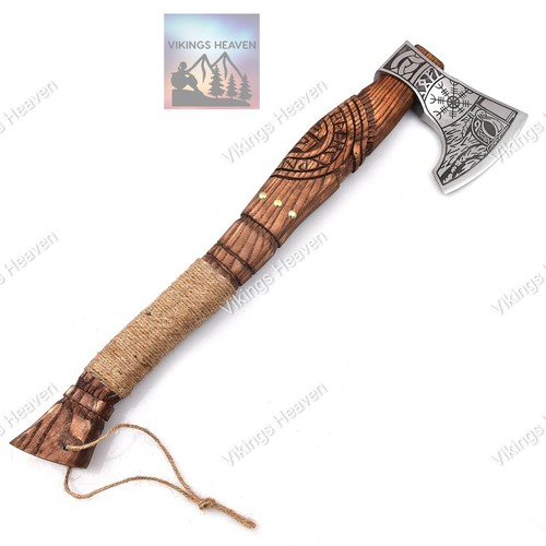 HANDMADE AXES RAGNAR VIKINGS FORGED STEEL BLADE ENGRAVED CHRISTMAS BIRTHDAY