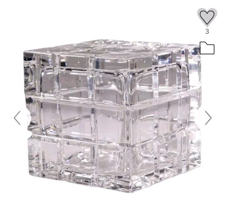 Vintage Tiffany Square Cut Crystal Trinket Box/Paperweight