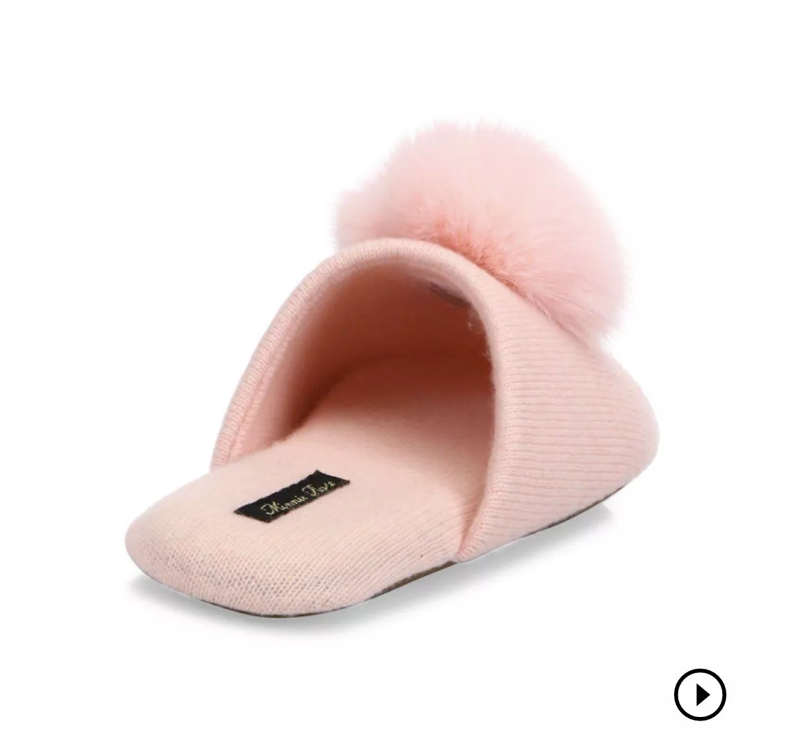 Minnie Rose Cashmere Fur Slippers Size Small 5 6 Retail 165 eBay